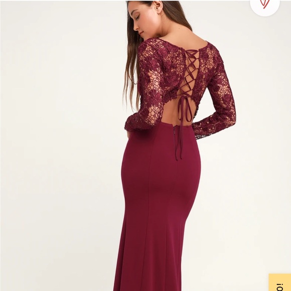 Lulus falling in plum purple lace up backless maxi dress - Picture 2 of 7